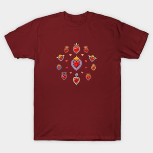 Mexican Sacred Hearts Circle T-Shirt